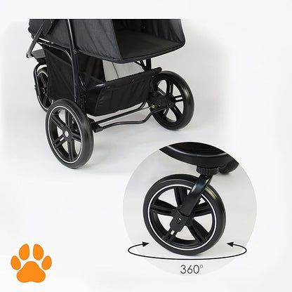 Pet 3-Wheel Stroller 70 lbs, 360-Degree Swivel