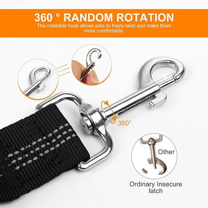 Retractable Adjustable 3-in-1 Pets Car Seat Belt with Elastic Bungee Buffer