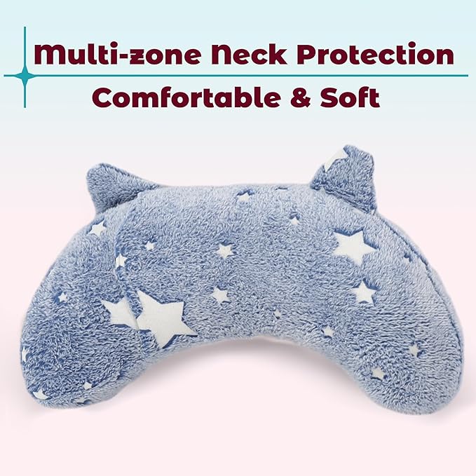 Pillow for Dogs, Dog Neck Pillow Soft Fluffy Pet Calming Toy Half Donut Cuddler, U-Shaped Pillow for Pet, Joint Relief Sleeping Improve (Medium, Blue)