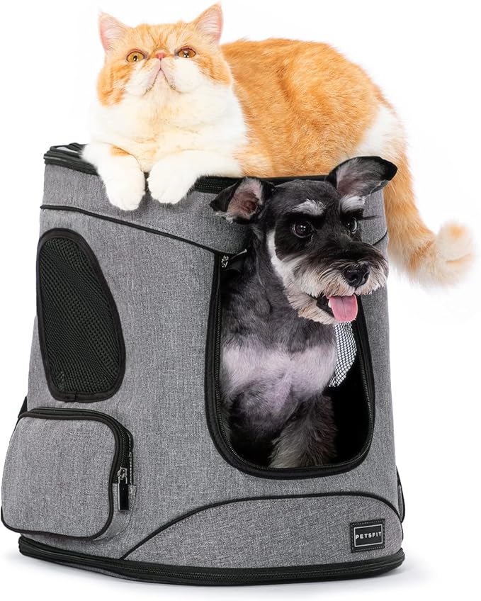 Petsfit Pet Carrier Backpack Easy-Fit Pet Travel Backpack Carrier for Hiking Walking Cycling Suitable for Small Medium Dogs Cats and Rabbits up to 22 Pounds