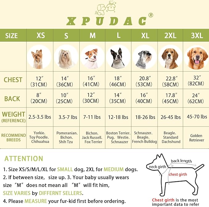 XPUDAC 4 Pack Dog Pajamas for Small Dogs, Dog Clothes for Dogs Boy Girl Strechy Soft Pet Jumpsuit, Cat Onesie-XS