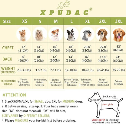 XPUDAC 4 Pack Dog Pajamas for Small Dogs, Dog Clothes for Dogs Boy Girl Strechy Soft Pet Jumpsuit, Cat Onesie (X-Large)