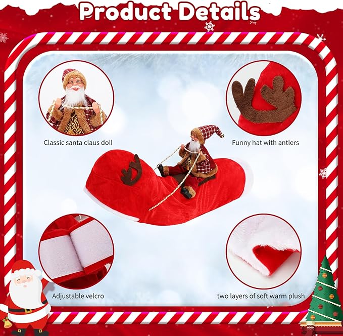 BWOGUE Santa Dog Costume Christmas Pet Clothes Santa Claus Riding Pet Cosplay Costumes Party Dressing up Dogs Cats Outfit for Small Medium Large Dogs Cats