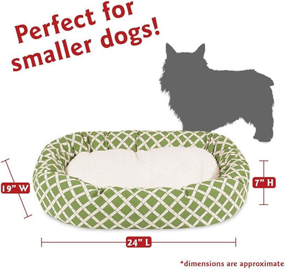 24 inch Sage Bamboo Sherpa Bagel Dog Bed