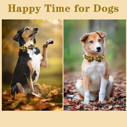 Unique style paws Bowtie Dog Collar Cotton Plaid