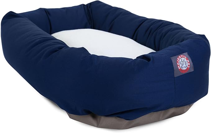 24 inch Blue & Sherpa Bagel Dog Bed By Majestic Pet Products