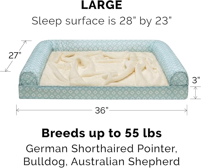 Furhaven Replacement Dog Bed Cover Plush & Diamond Print Nest Top Sofa-Style