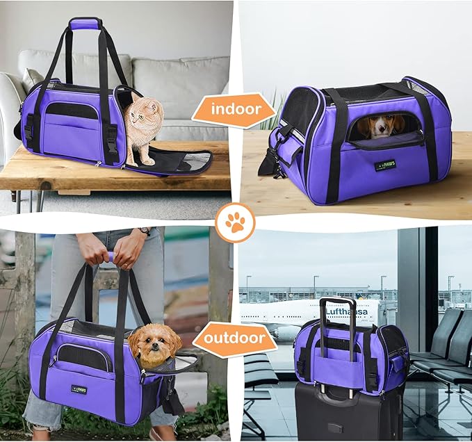 JESPET Soft-Sided Kennel Pet Carrier for Small Dogs, Cats, Puppy, Airline Approved Cat Carriers Dog Carrier Collapsible, Travel Handbag & Car Seat