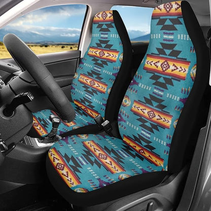 CLOHOMIN Green Native American Print Car Seat Covers 1 Pair