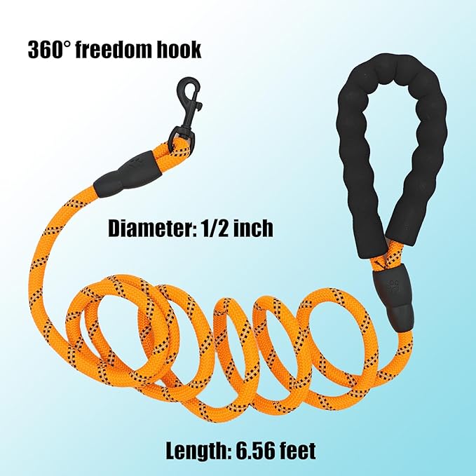 Rope Dog Leash with Comfortable Hand Grip 6.5 FT