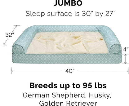 Furhaven Replacement Dog Bed Cover Plush & Diamond Print Nest Top Sofa-Style