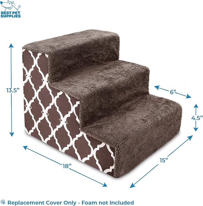 Best Pet Supplies Foam Pet Steps Cover for Small Dogs and Cats 3-Step (Cover