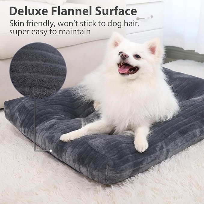 Dog Crate Bed Washable Dog Beds for Small Dogs Deluxe Thick Flannel Fluffy Comfy Kennel Pad Anti-Slip & Anti-Scratch Pet Sleeping Mat 23 x 18 Inch,