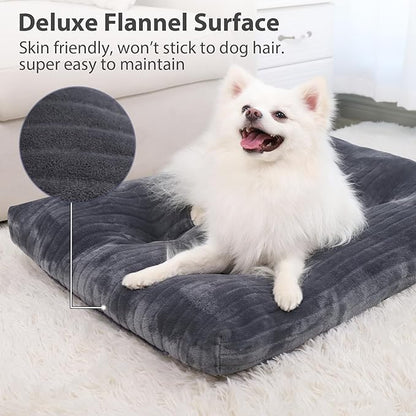 Dog Crate Bed Washable Dog Beds for Small Dogs Deluxe Thick Flannel Fluffy Comfy Kennel Pad Anti-Slip & Anti-Scratch Pet Sleeping Mat 23 x 18 Inch,
