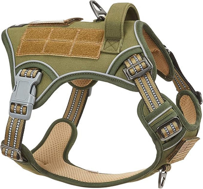 BUMBIN Tactical Dog Harness for Small Dogs No Pull, Famous TIK Tok No Pull Puppy Harness, Fit Smart Reflective Pet Walking Harness for Training, Adjustable Dog Vest Harness with Handle Green XS