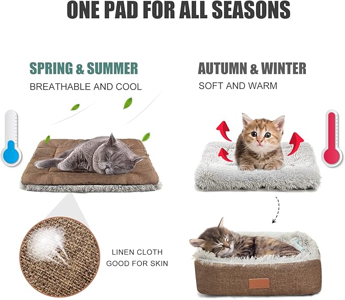 Cat Bed Small Dog Bed Self Warming Cat 24''X20'' (Khaki)