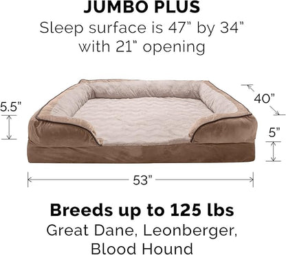 Furhaven Memory Foam Dog Bed for Large Dogs w/ Removable Bolsters & Washable Cover 125 lbs