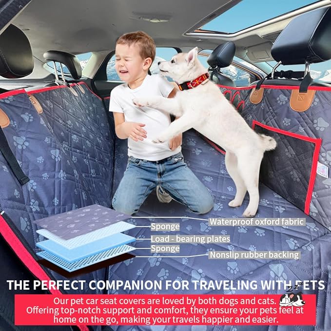 Dog Car Seat Cover for Back Seat Hard Bottom Heavy Seat Extender for Dogs