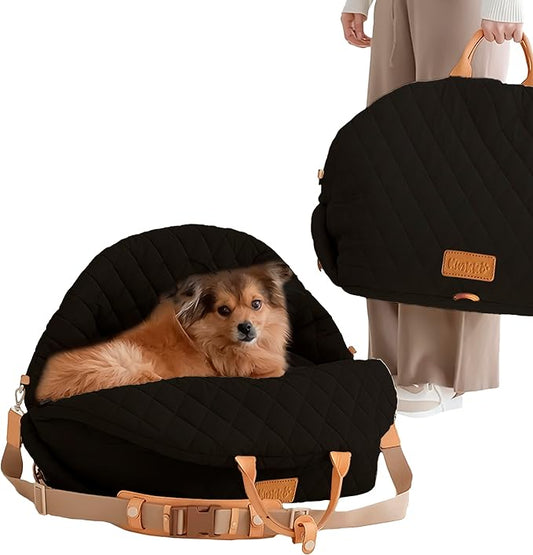 3-in-1 Dog Carriers for Small Dogs 0-18lbs Puppy Car Seat and Pet Bed with Dog Pillow Bed, Storage Pocket, Clip-On Safety Leash, Waterproof Car Seat for Dogs, Black