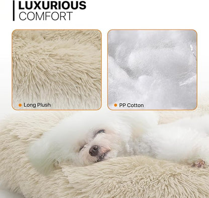 MoNiBloom 40.5"x32.5"x5.5" Dog Beds for Large Size Dogs Machine-Washable Long Plush Pet Beds Warming Cozy Soft Bed for Dogs and Cat
