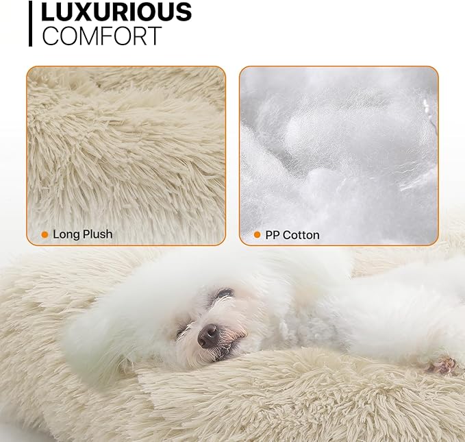 MoNiBloom 36.5"x29"x5" Dog Beds for Medium Size Dogs Machine-Washable Long Plush Pet Beds Warming Cozy Soft Bed for Dogs and Cat