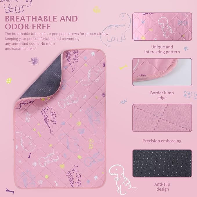 IEUUMLER Washable Pee Pads for Dogs 2 Pack EU007 (Pink 30"X34"-2pcs)