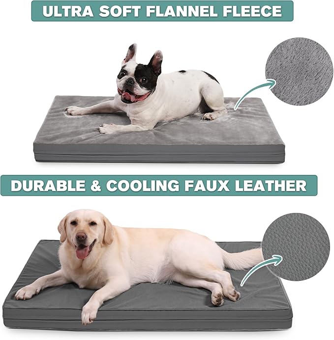 Vonabem Waterproof Dog Beds Large Sized Dogs 36"x27", Gray