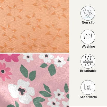 Pink Floral Pet Bed Pad Soft Dog Bed Mat with Anti-Slip Bottom