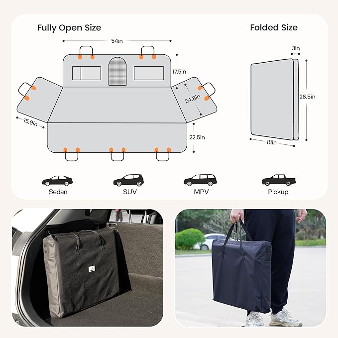 Back Seat Extender for Dogs Hard Bottom