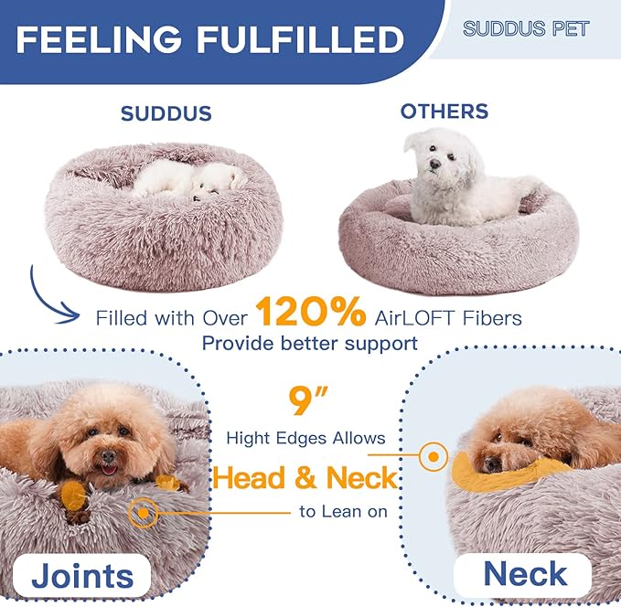 suddus Calming Dog Bed with Blanket Attached 26"