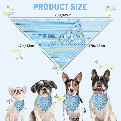 SCENEREAL Summer Dog Bandanas Bulk 4 Pack for Small Medium Large Dogs