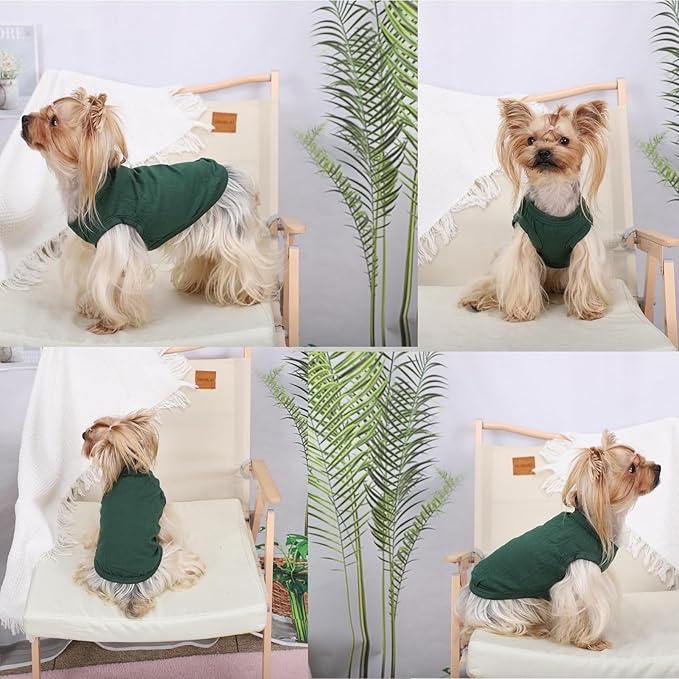 Dog Shirt Vest Clothes for Small Dogs Boy Girl Summer Solid Stretchy Puppy T-Shirts Soft Cool Breathable Lightweight Dog Sweatshirt Pet Cat Outfit