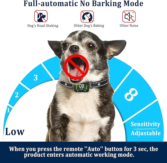 Dog Training Collar with Remote Dog Shock Collar with Automatic No Barking Mode IPX7 Waterproof 2600FT (Gray)