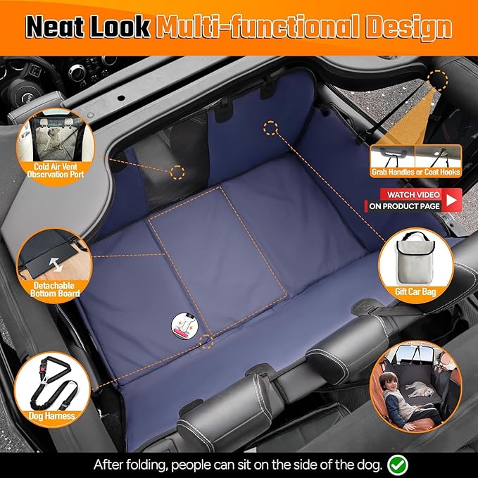 Back Seat Extender for Dogs，Heavy Duty Leatherette Dog 500lbs，Travel Dog