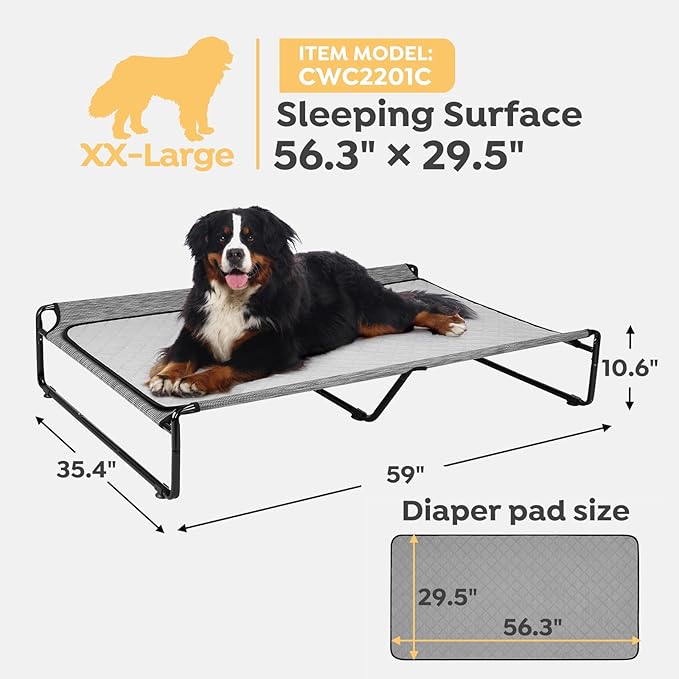 Veehoo Elevated Dog Bed with Washable Dog Pee Pads 100% Waterproof CWC2201CCP