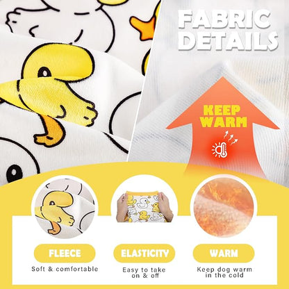 Fall Dog Pajamas Sweaters for Small Dogs Fleece Dog Onesie Stretchy Puppy Sweater Warm Small Dog Clothes Dog Pjs Pet Apparel,XXS Dog Clothes,Yellow Duck