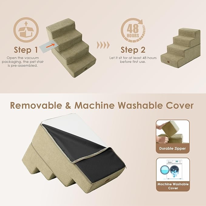 EHEYCIGA Dog Stairs for Bed 18”H 4-Step Dog