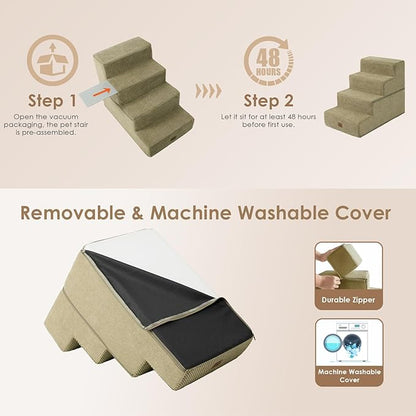 EHEYCIGA Dog Stairs for Bed 18”H 4-Step Dog
