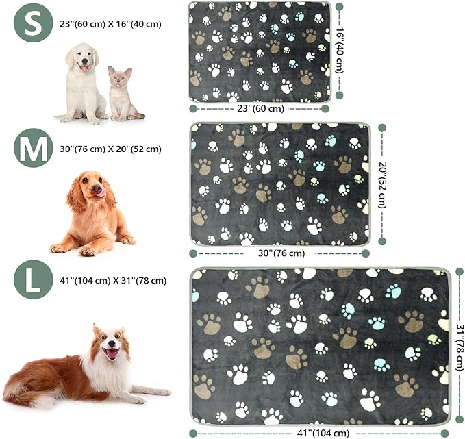 LeapSheep Pet Blankets for Dogs Cats - 3Pack Heart Pattern Super Soft Fluffy Dog Blankets for Small Medium Large Doggy Kitten (Big Paws, Small)