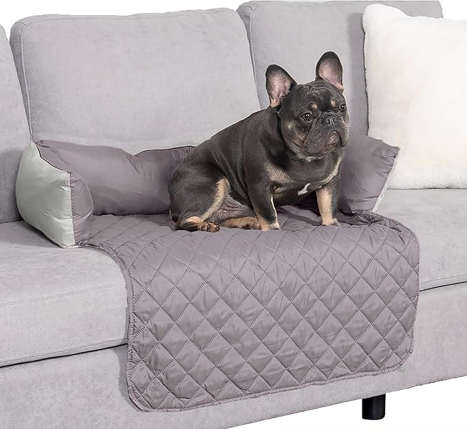 Furhaven Water-Resistant & Reversible 30" Wide Seat Cover Protector for Dogs & Cats, Perfect for Couches, Beds, & Car Seats - Sofa Buddy Bolster Seating Protector - Gray/Mist, Medium