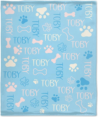 Personalized Dog Blankets Dog Paw Print Blanket Puppy Blanket 50"x40" for