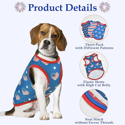 Patriotic Dog Tank Top 4th of July Dog (3 PCS)
