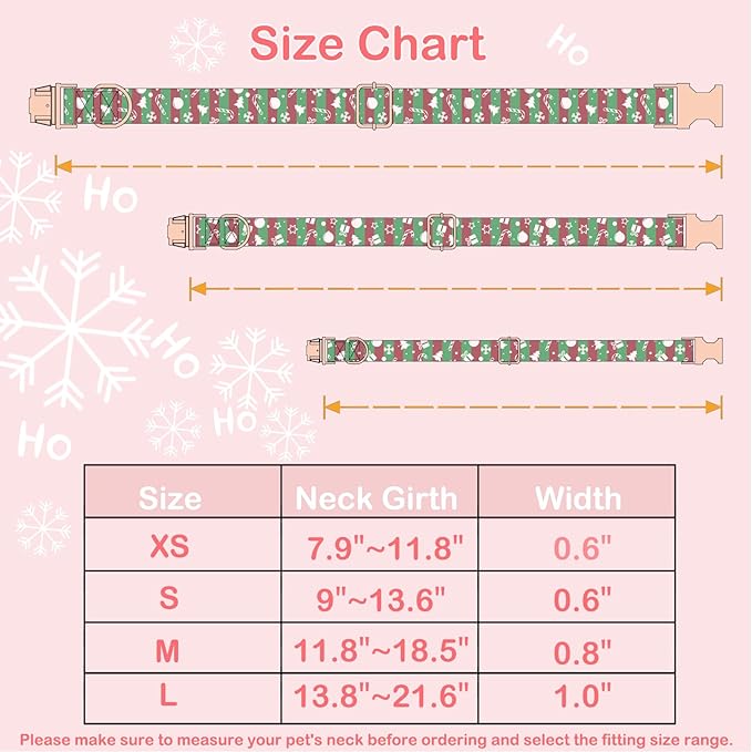 Faygarsle Red Green Dog Collar Christmas Design