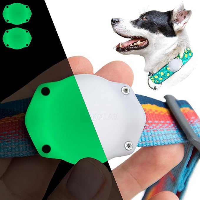 TagVault AirTag Dog Collar Mount (2 Pack), IP68 Waterproof, Doesn't Dangle, Fits All Width Collars | Elevation Lab - Glow in The Dark