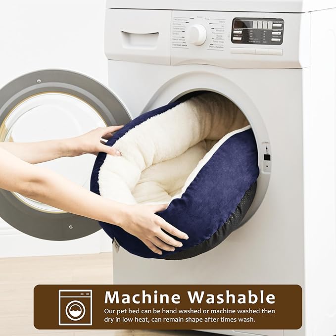 Love's cabin Round Donut Cat and Dog Cushion Bed 30in Pet