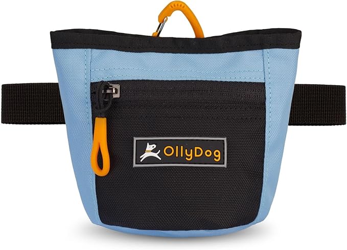 OllyDog Goodie Treat Bag, Dog Treat Pouch, Waist Belt Clip for Hands-Free Training, Magnetic Closure, Dog Training and Behavior Aids, Three Ways to Wear (Maui Blue)