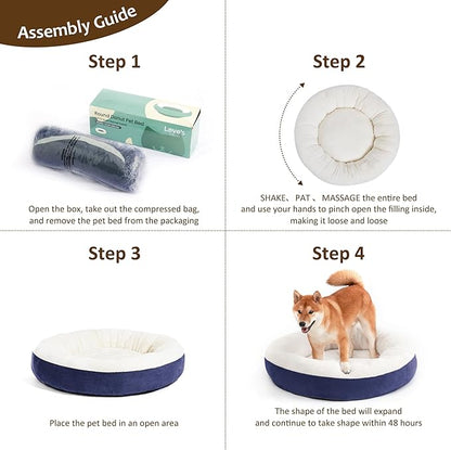 Love's cabin Round Donut Cat and Dog Cushion Bed 25in Pet