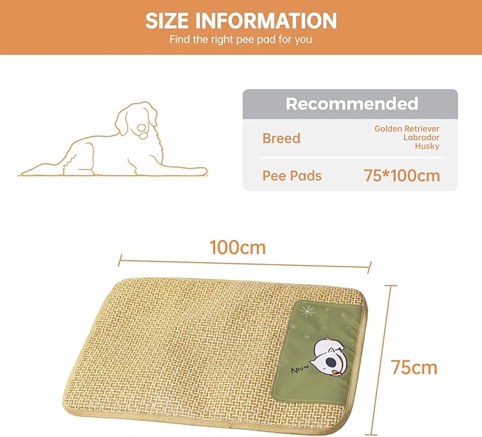 30 * 39 Inch Dog Beds Large Sized Dog and Medium Dogs,Pets Dog Summer Essentials Cooling Mat,Washable/Comfy/Home/Dog Crate Mat-Bamboo Dog Supplies