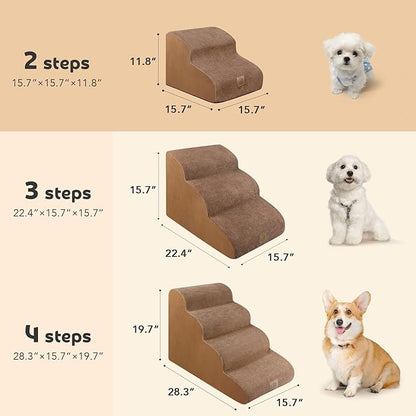 3-Tiers Foam Dog Stairs for High Bed Sofa,High Density Foam Ramp Steps Stairs with Soft Fabric Cover,Slope Stairs Friendly to Pets Joints,Machine Washable Fabric Cover,1 pcs Lint Roller with 2 Refills