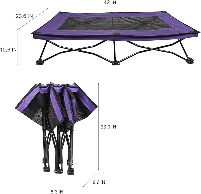 YEP HHO 47 Inches Long Elevated Folding Pet Bed Cot Travel Portable Breathable Cooling Textilene Mesh Sleeping Dog Bed (47 Inch (Pack of 1), Purple)